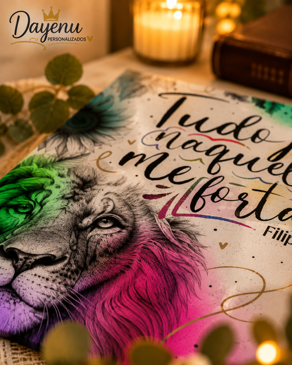 Azulejo Decorativo Cristão Personalizado – Filipenses 4:13 | Tudo Posso Naquele que me Fortalece - Imagem 2