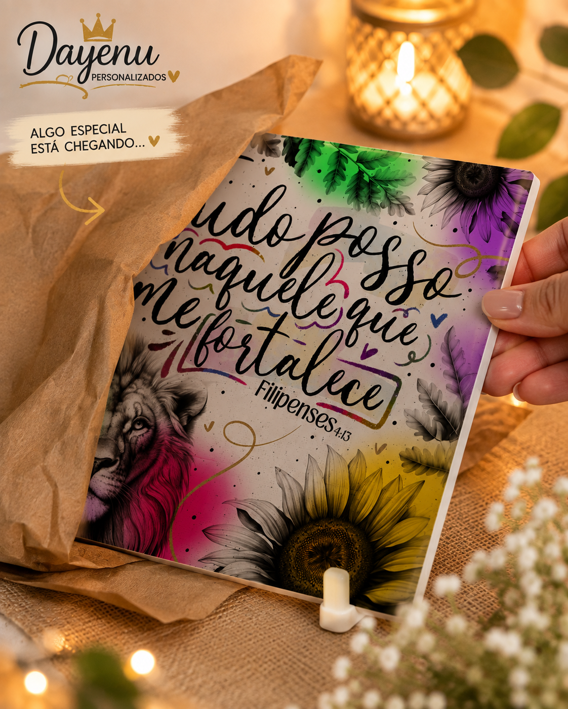 Azulejo Decorativo Cristão Personalizado – Filipenses 4:13 | Tudo Posso Naquele que me Fortalece - Imagem 3