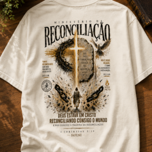 Camiseta Oversized Masculina Cristã - Ministério da Reconciliação – 2 Coríntios 5:19