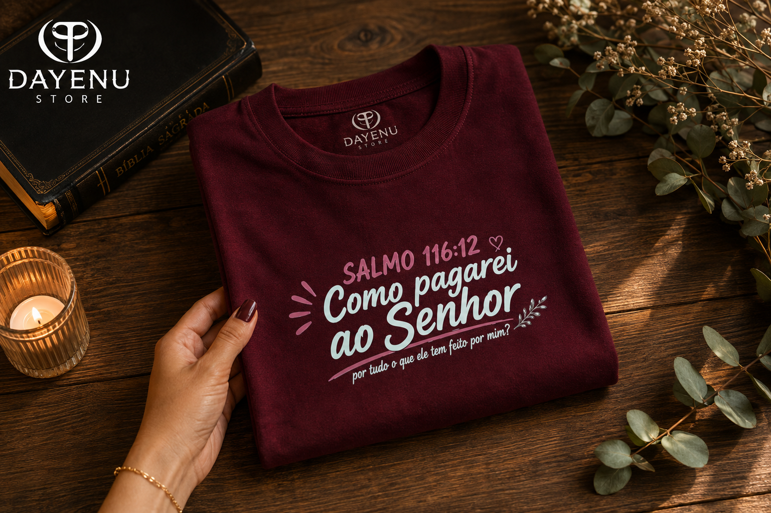 Camiseta Oversized Feminina Cristã - Como Pagarei ao Senhor – Salmo 116:12