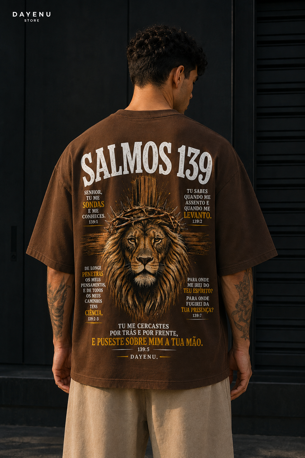 Camiseta Oversized Masculina Cristã - Salmos 139 – Tu Me Sondas e Me Conheces - Imagem 3
