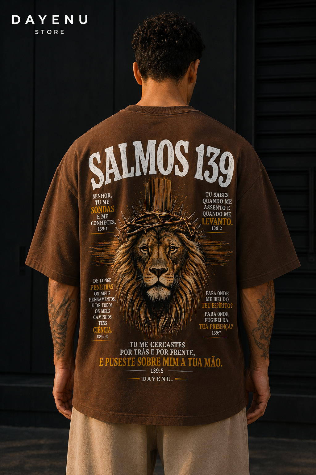 Camiseta Oversized Masculina Cristã - Salmos 139 – Tu Me Sondas e Me Conheces - Imagem 5