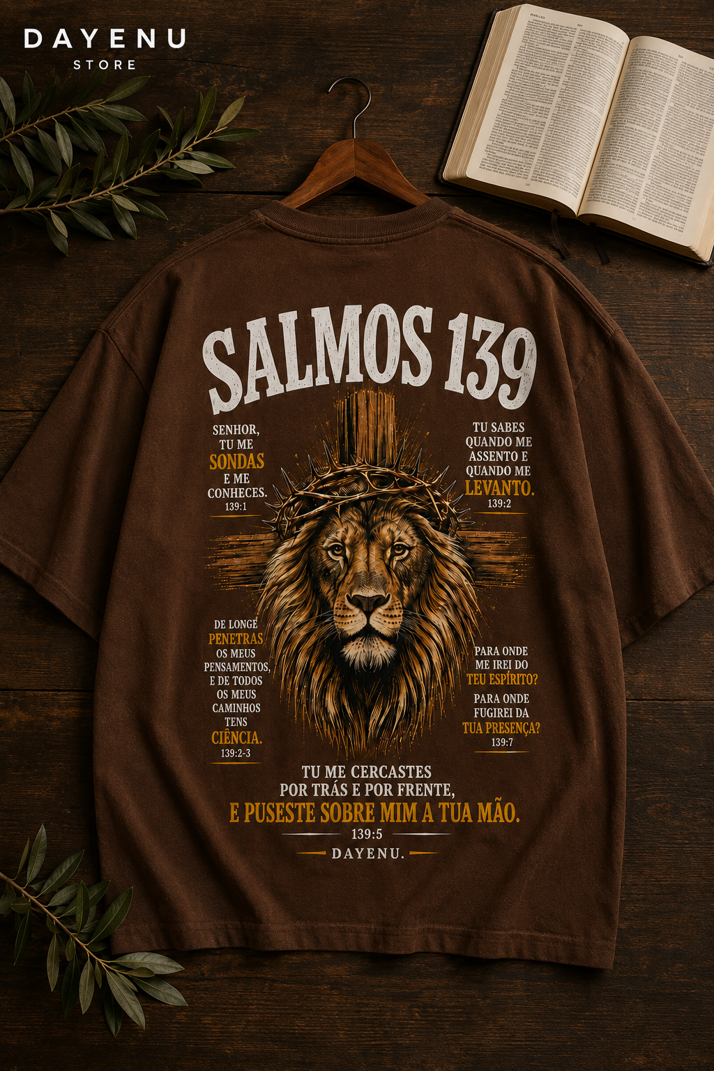 Camiseta Oversized Masculina Cristã - Salmos 139 – Tu Me Sondas e Me Conheces