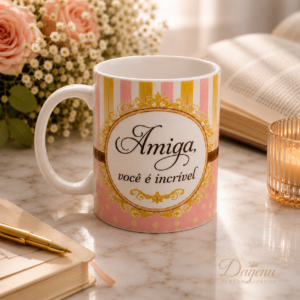 Caneca para Amiga 325ml em Porcelana | Presente Especial de Amizade