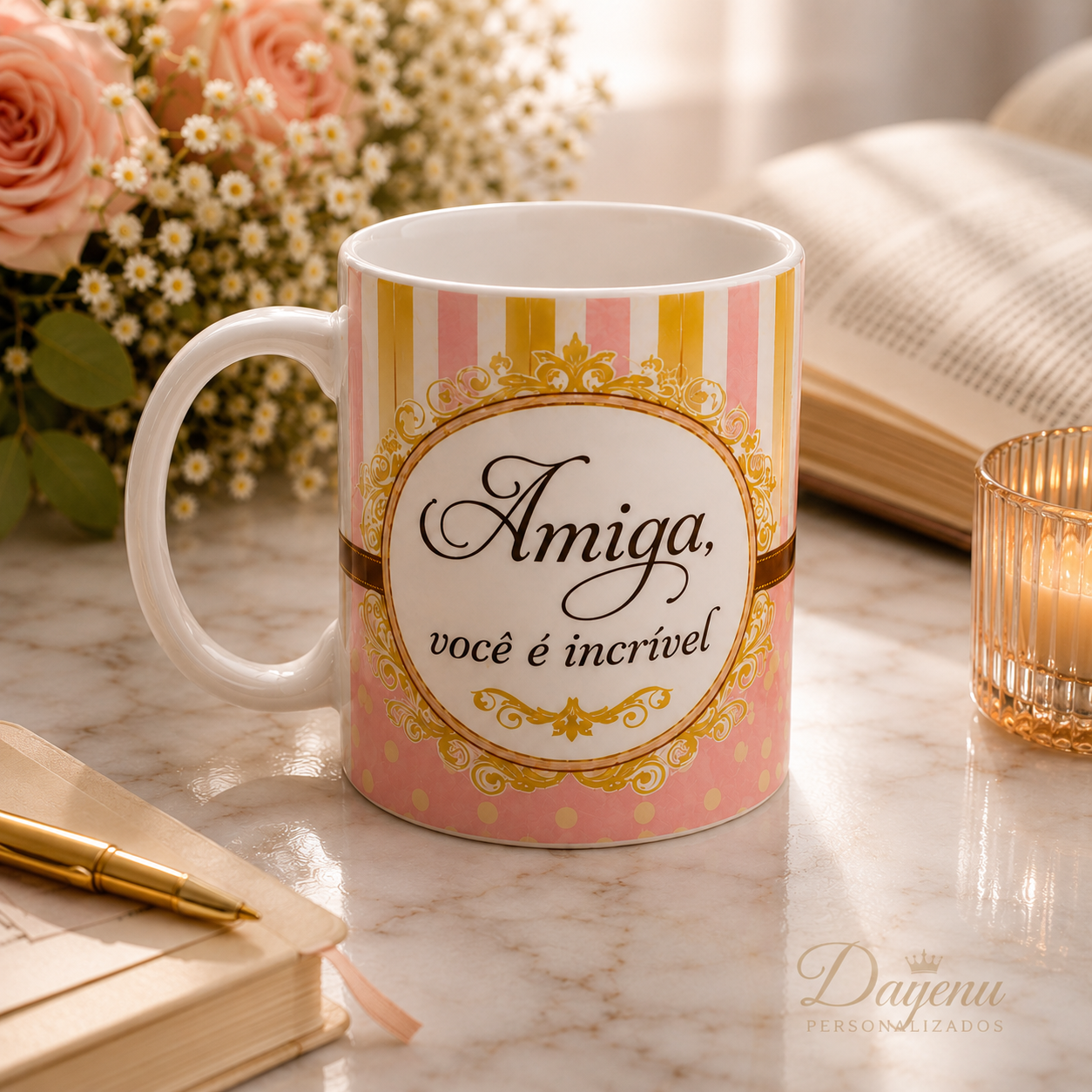 Caneca para Amiga 325ml em Porcelana | Presente Especial de Amizade