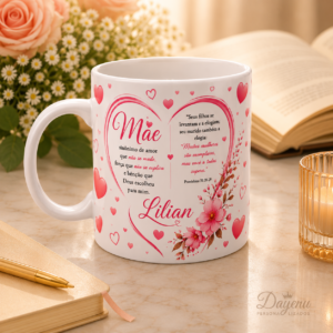 Caneca Personalizada para Mãe 325ml com Nome e Mensagem Cristã