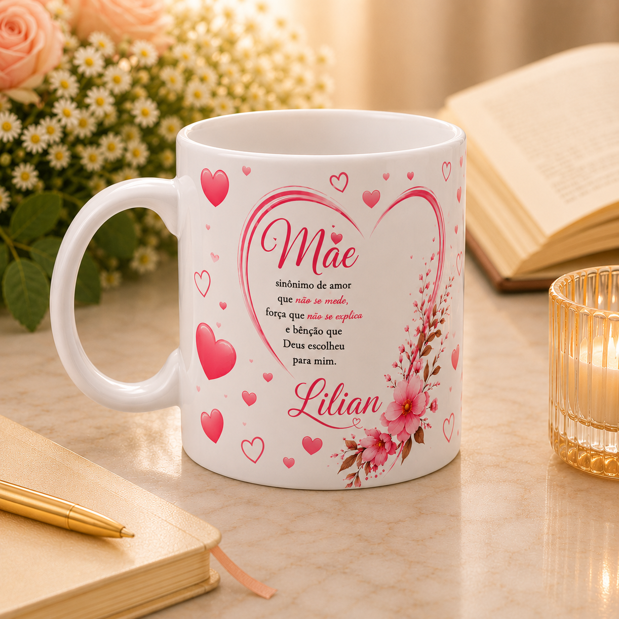 Caneca Personalizada para Mãe 325ml com Nome e Mensagem Cristã - Imagem 2