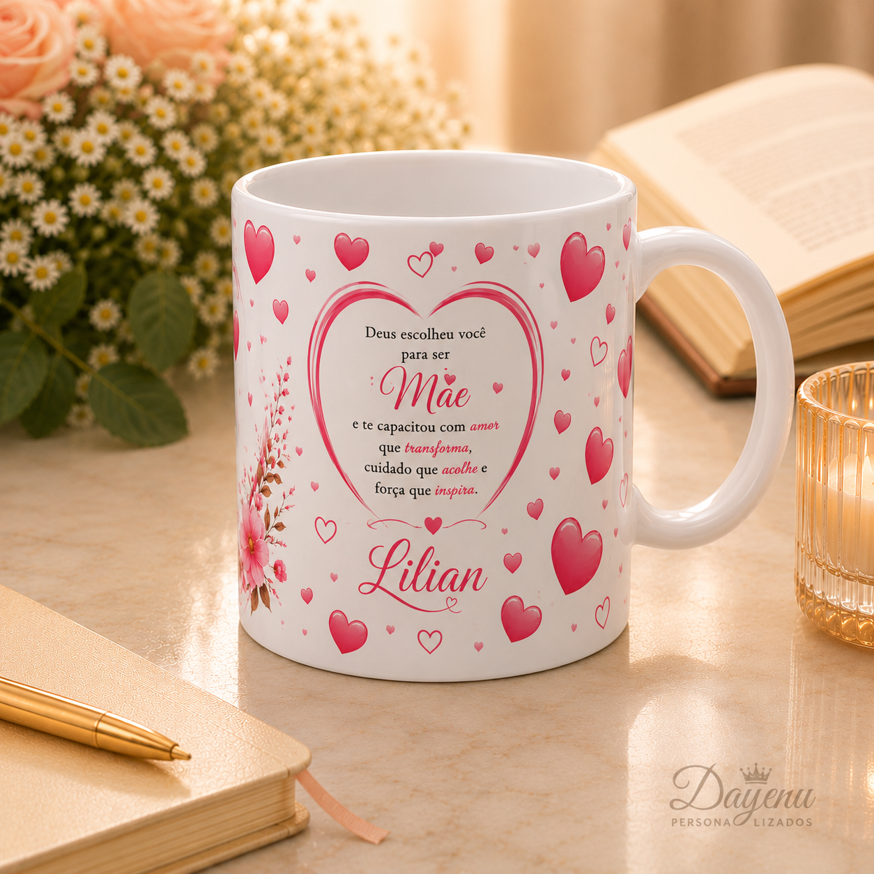 Caneca Personalizada para Mãe 325ml com Nome e Mensagem Cristã - Imagem 3