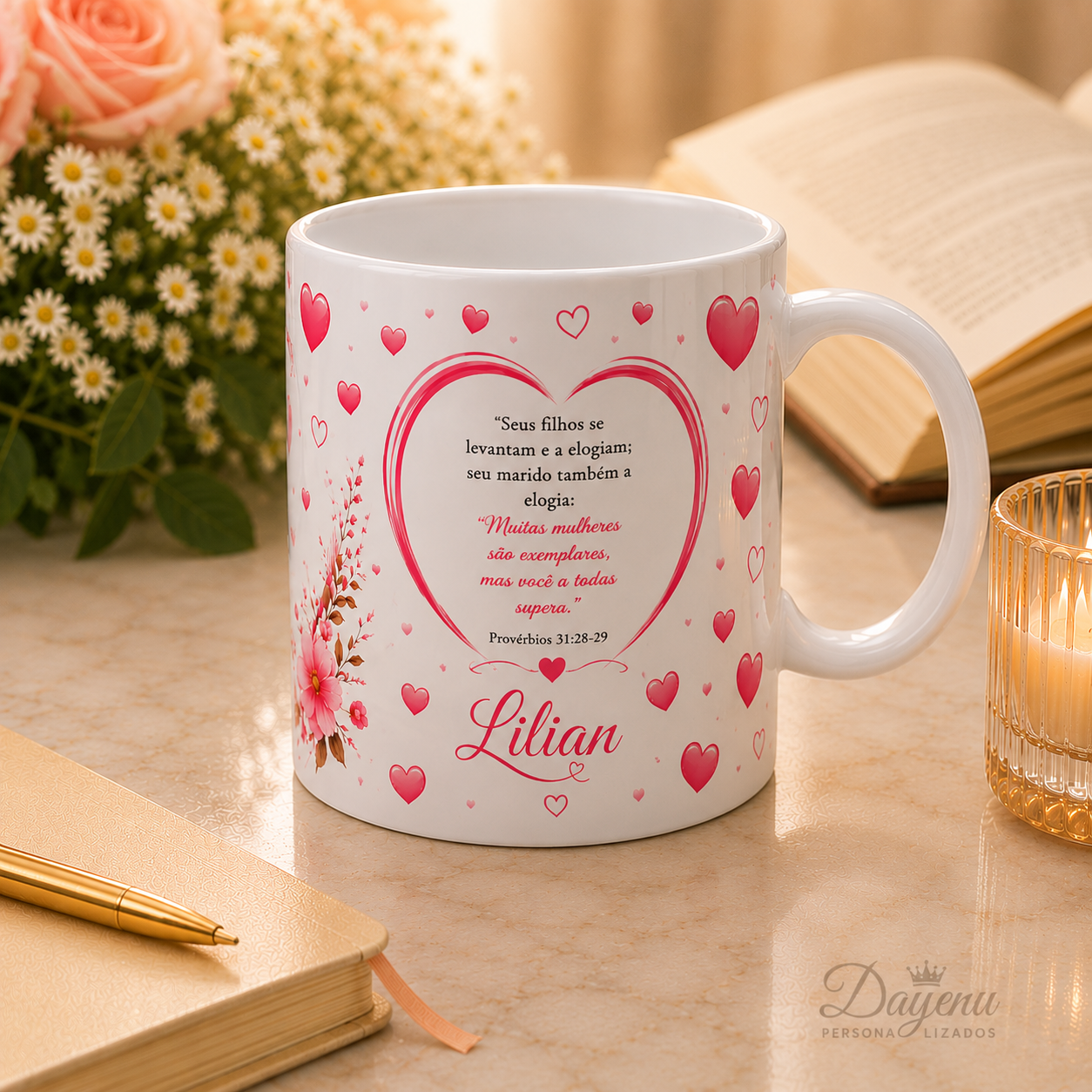 Caneca Personalizada para Mãe 325ml com Nome e Mensagem Cristã - Imagem 4