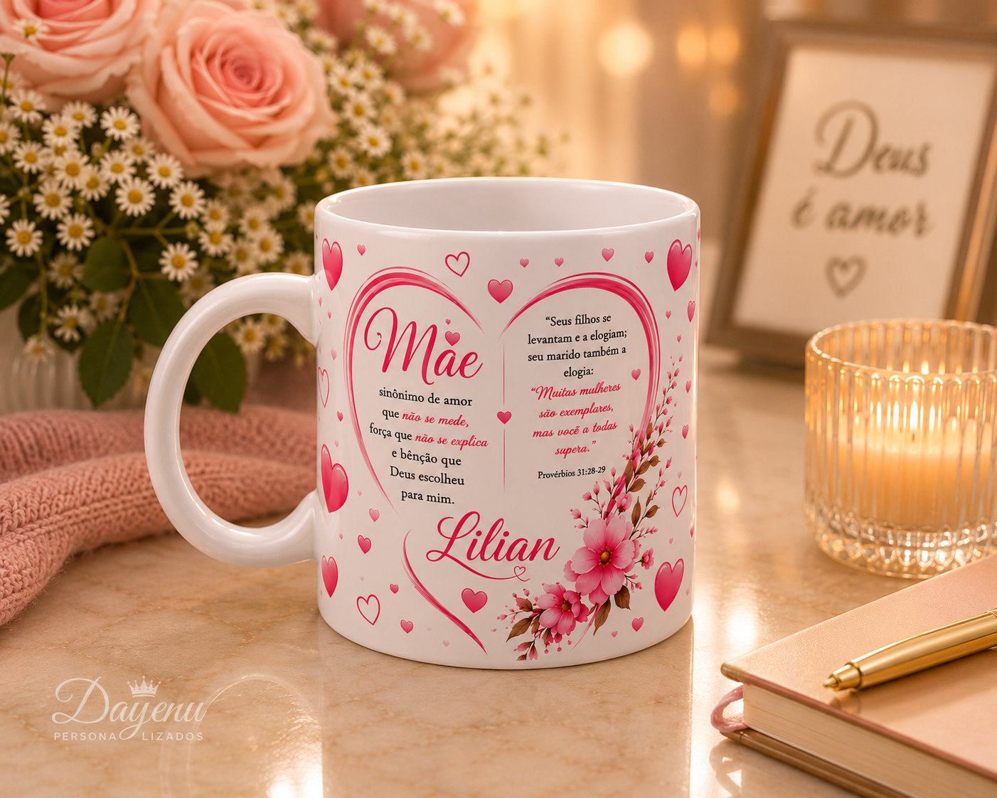 Caneca Personalizada para Mãe 325ml com Nome e Mensagem Cristã - Imagem 6