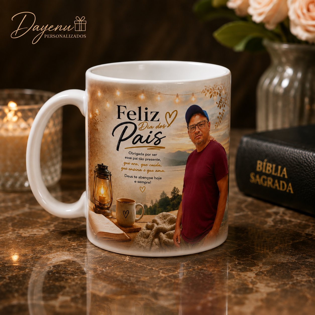 Caneca Personalizada com Foto para Pai 325ml Porcelana - Imagem 4