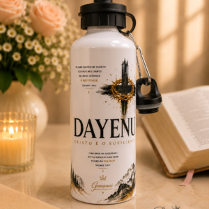 Squeeze Alumínio 600ml Cristão Personalizado | Salmos 139 | Leão | Nome Personalizado