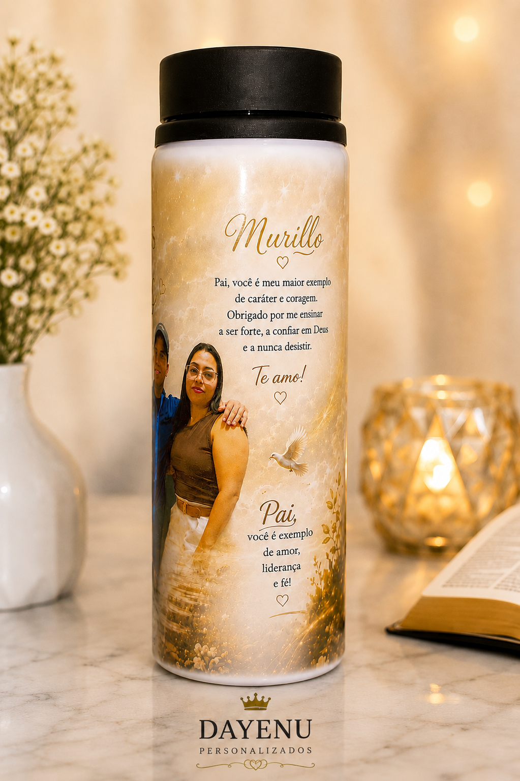 Squeeze Personalizado para Pai com Fotos e Mensagem 750ml - Imagem 2