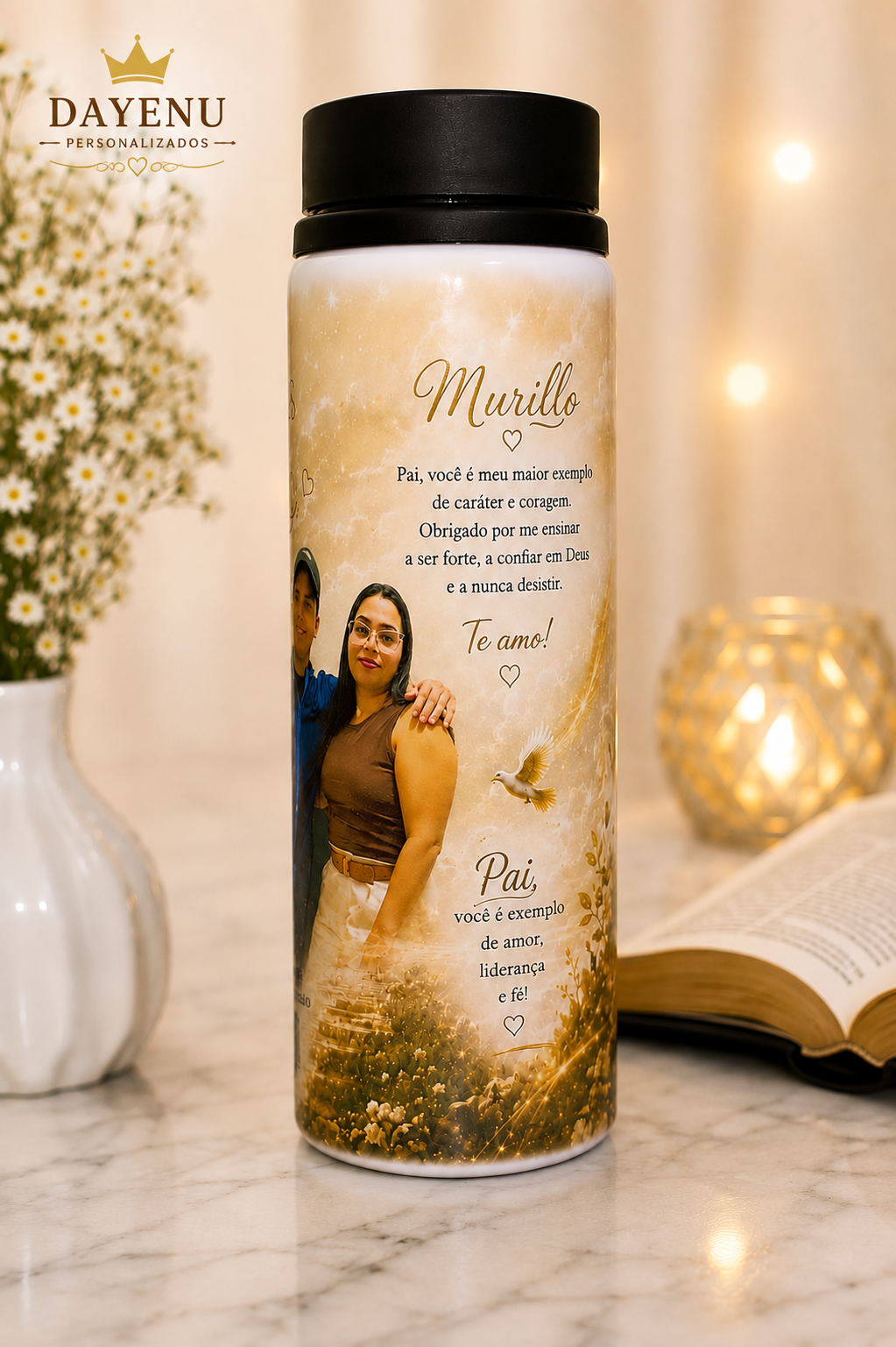 Squeeze Personalizado para Pai com Fotos e Mensagem 750ml - Imagem 3