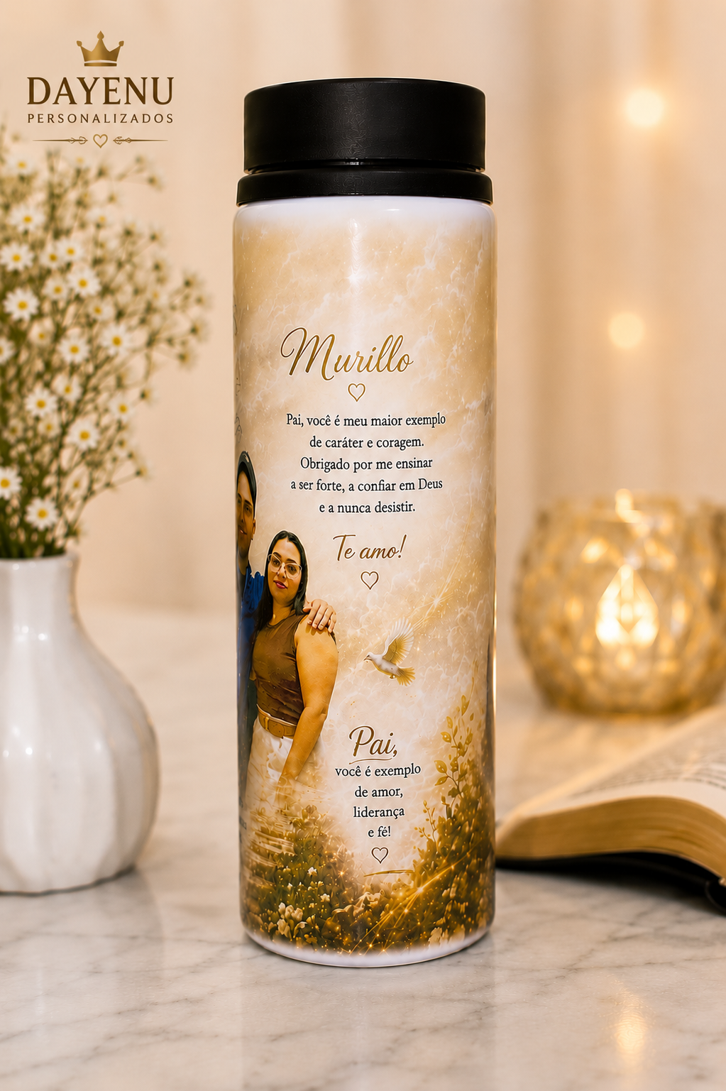Squeeze Personalizado para Pai com Fotos e Mensagem 750ml - Imagem 4