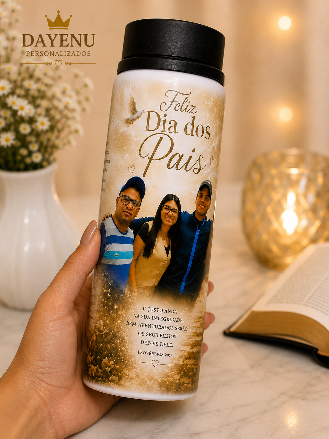 Squeeze Personalizado para Pai com Fotos e Mensagem 750ml - Imagem 7